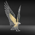 Eagle Decorative Ornament Metal Sculpture With Golden Wings And Hollow Out Design For Home Decor