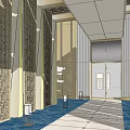 Modern Entrance Gate With Decorative Columns Stone Pathway Greenery And Modern Building