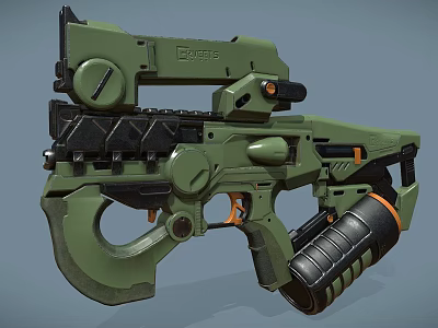 Futuristic Green Modern Weapon Design With Advanced Tech Components Ergonomic Grip And Magazine 3d model