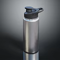 Silver Stainless Steel Water Bottle With Black Lid Handle And Sleek Design For Daily Use