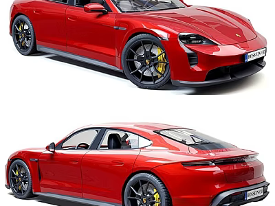 Red Sports Car Streamlined Exterior With Black Wheels And Yellow Brake Calipers 3d model