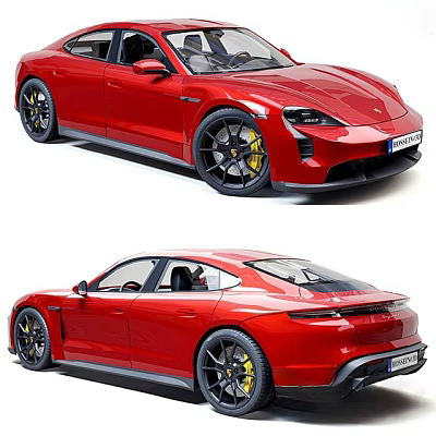 Red Sports Car Streamlined Exterior With Black Wheels And Yellow Brake Calipers 3d model