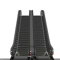 Modern Stainless Steel Escalator With Black Steps Silver Handrails And Indicator Lights