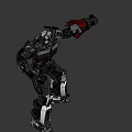 Mechanical Robot Model With Gray Red White Building Blocks And Joints Structure