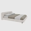 Modern Upholstered Double Bed With Curved Headboard And Light Colored Bedding 3d model