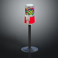 Gumball Machine With Transparent Top Colorful Candies Red Body And Black Stand