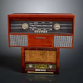 Vintage Electronic Radio With Wooden Case Knobs Dial And Speaker Grilles