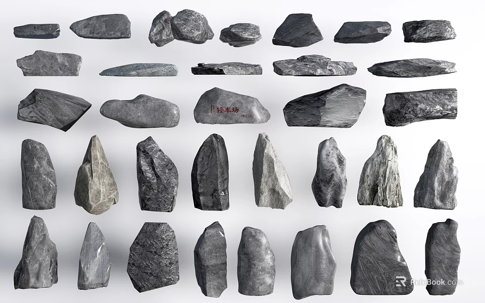 Natural Stone and Wood Elements for Modern Home Decorative Design 3d model