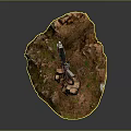 Off Road Motorcycle Parked On Rocky Grass Terrain With Natural Scenery