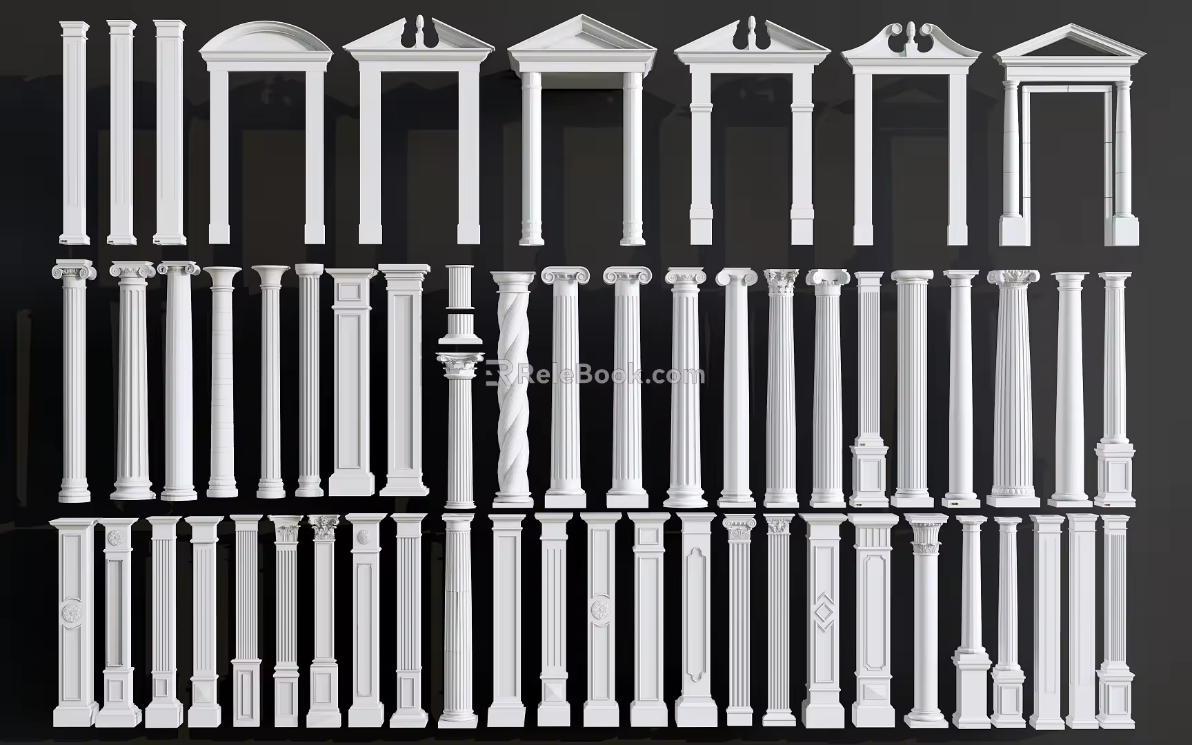 European Roman Column Square Column Round Column Decorative Column Gypsum Column 3d model