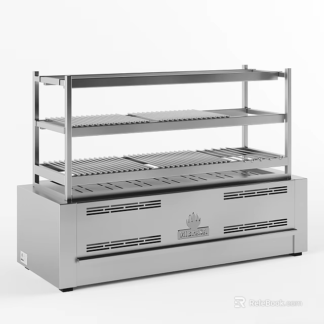 Stainless Steel Commercial Kitchen Equipment With Multiple Display Shelves For Business Use 3d model 