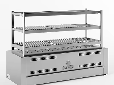 Stainless Steel Commercial Kitchen Equipment With Multiple Display Shelves For Business Use 3d model