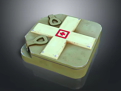 First Aid Kit With Red Cross Symbol And Metal Case Latches For Emergency Storage 3d model