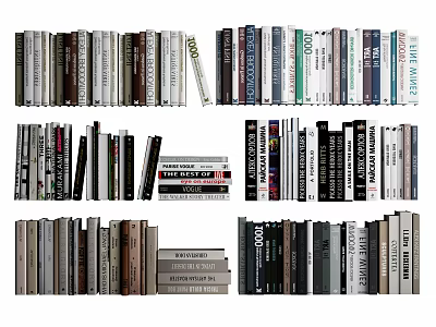 Variety of Books and Magazines with Different Sizes Colorful Covers Stacked and Arranged 3d model