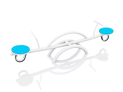 Modern Children's Seesaw With Curved White Frame And Round Blue Seats For Playgrounds 3d model
