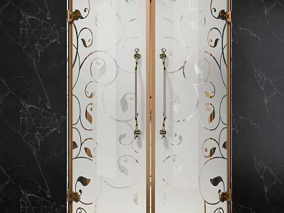 Elegant Modern Shower Sauna Design With Decorative Glass Door And Brass Accents 3d model