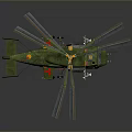 Green Military Helicopter Model With Red Star Weapons Equipment And 107 Number