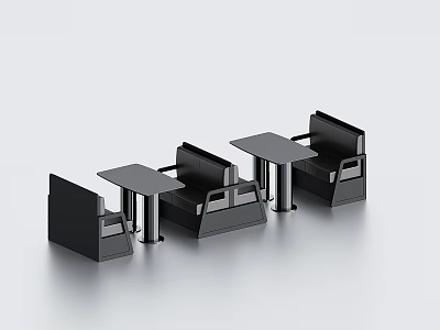 Modern Black Booth Sofas with Small Tables for Restaurant Cafe Contemporary Seating Design 3d model