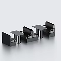 Modern Black Booth Sofas with Small Tables for Restaurant Cafe Contemporary Seating Design