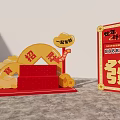 Chinese New Year Photo Spot With Red Background Golden Fu Fa Characters And Flowers