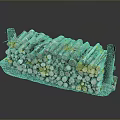 Natural Stacked Wood Logs Pile With Green Moss And Smooth Circular Ends