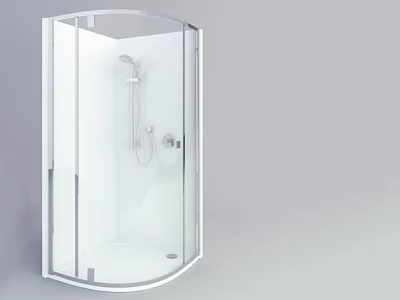 Modern Bathroom Curved Shower Enclosure With Transparent Glass Shower Head 3d model