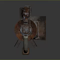 Rusty Industrial Mechanical Equipment With Metal Pipes Gears And Support Structure 3d model