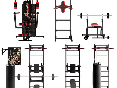 Public Fitness Facilities Featuring Various Gym Equipment And Training Stations For Workout 3d model