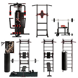 Fitness Equipment Sandbags Horizontal Bar 3d model