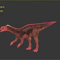 Realistic 3D Dinosaur Model With Dark Brown And Yellow Striped Skin Standing On Gray Background