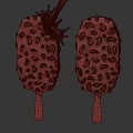 Delicious Chocolate Covered Ice Cream On Sticks With Milk Splash