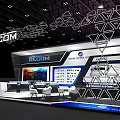 RECOM Exhibition Booth Design With Geometric Structures Digital Displays And Company Logo