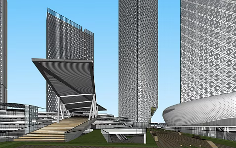 modern office building super high-rise office building 3d model
