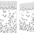 Modern background wall three-dimensional special-shaped wall decoration background modeling wall creative art square free fall modeling gradient combination 3d model