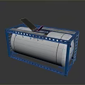 Industrial Storage Tank With Sturdy Blue Metal Frame And White Cylindrical Body