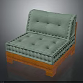 Modern Light Green Upholstered Sofa With Wooden Legs And Tufted Design Details