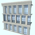 Modern Multi story Building Facade Design With Structural Glass Windows And Frames 3d model