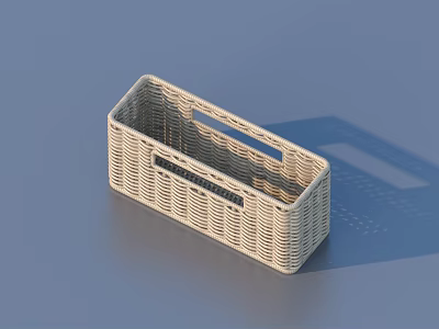 Practical Beige Woven Storage Basket With Handheld Handle For Home Organization 3d model