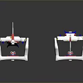 Game And Movie Mechanical Robot Characters With Red Blue White Bracket Stand Base Design
