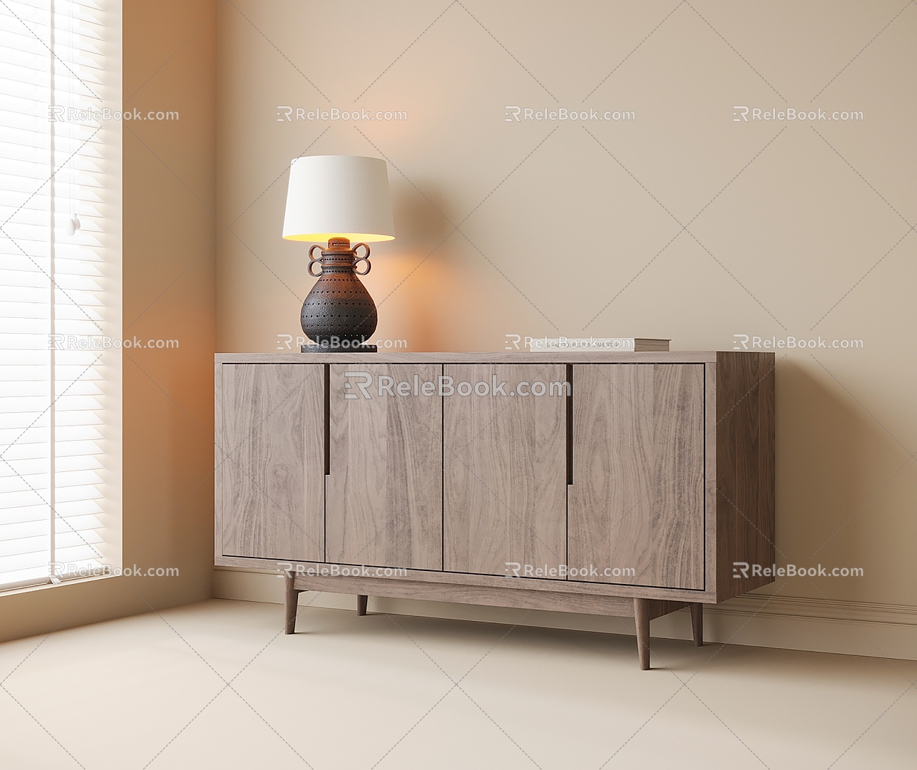 Modern Side Cabinet Entrance Cabinet Table Lamp 3d model