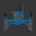 Classic Blue Tractor With Vintage Design Metal Wheels And Detailed Engine Parts