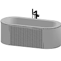 Sleek Modern Freestanding Bathtub With Perforated Side Design And Chrome Faucet For Bathroom Interior