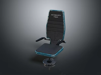 Ergonomic Modern Office Chair With Gray Cushion Blue Trim And Circular Base 3d model