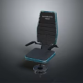 Ergonomic Modern Office Chair With Gray Cushion Blue Trim And Circular Base