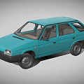Light Blue Retro Hatchback Car With Classic Design And Smooth Body