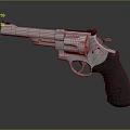 Silver Metallic Revolver With Textured Grip And Shiny Barrel Design