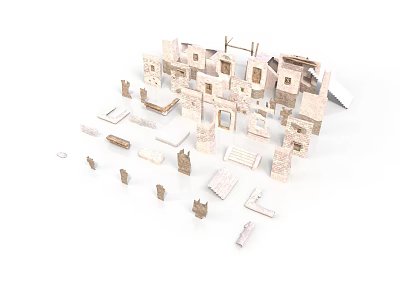 Various Architectural Building Model Components With Walls Windows Doors And Stairs 3d model