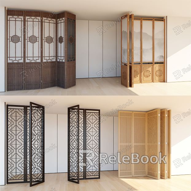 New Chinese Screen Folding Door Screen model