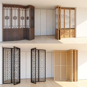 New Chinese Screen Folding Door Screen 3d model