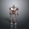 Humanoid Robot Character With Metallic Rustic Surface And Industrial Mechanical Design Standing Pose